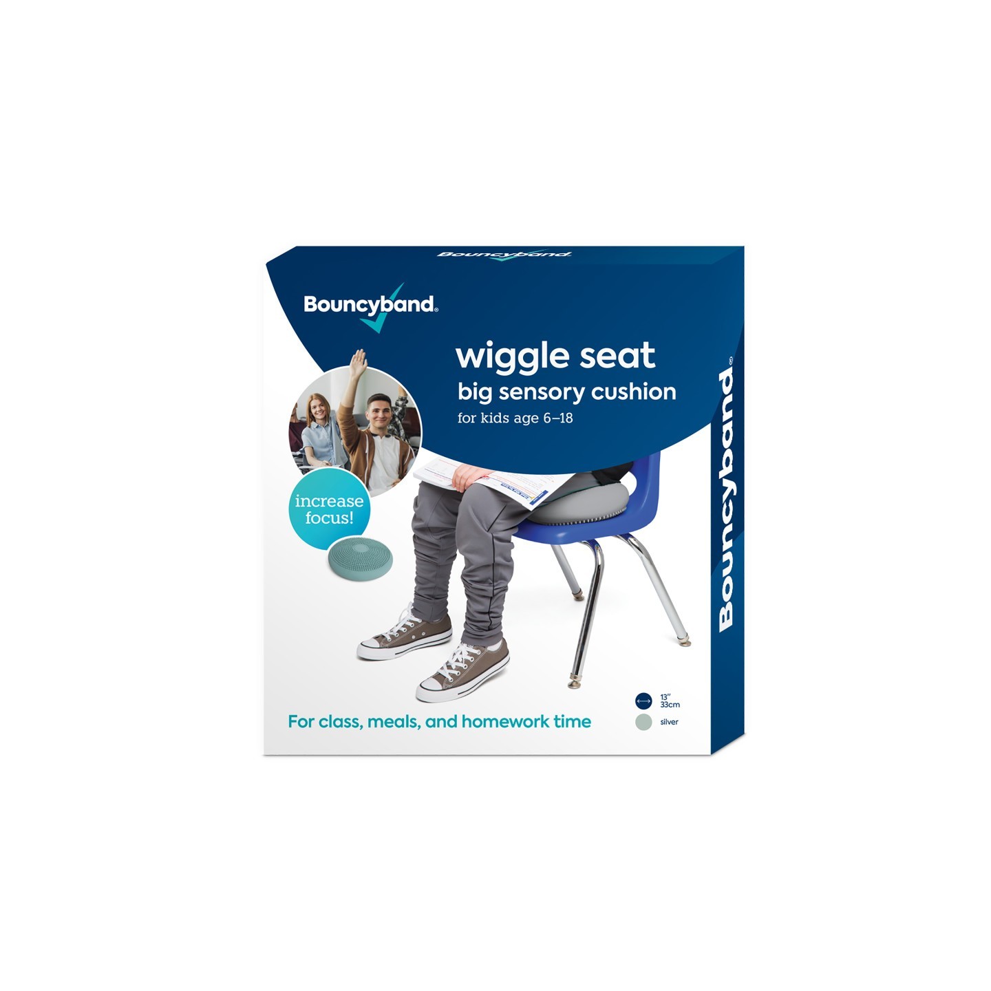 Bouncyband® Big Wiggle Seat Sensory Cushion, Silver