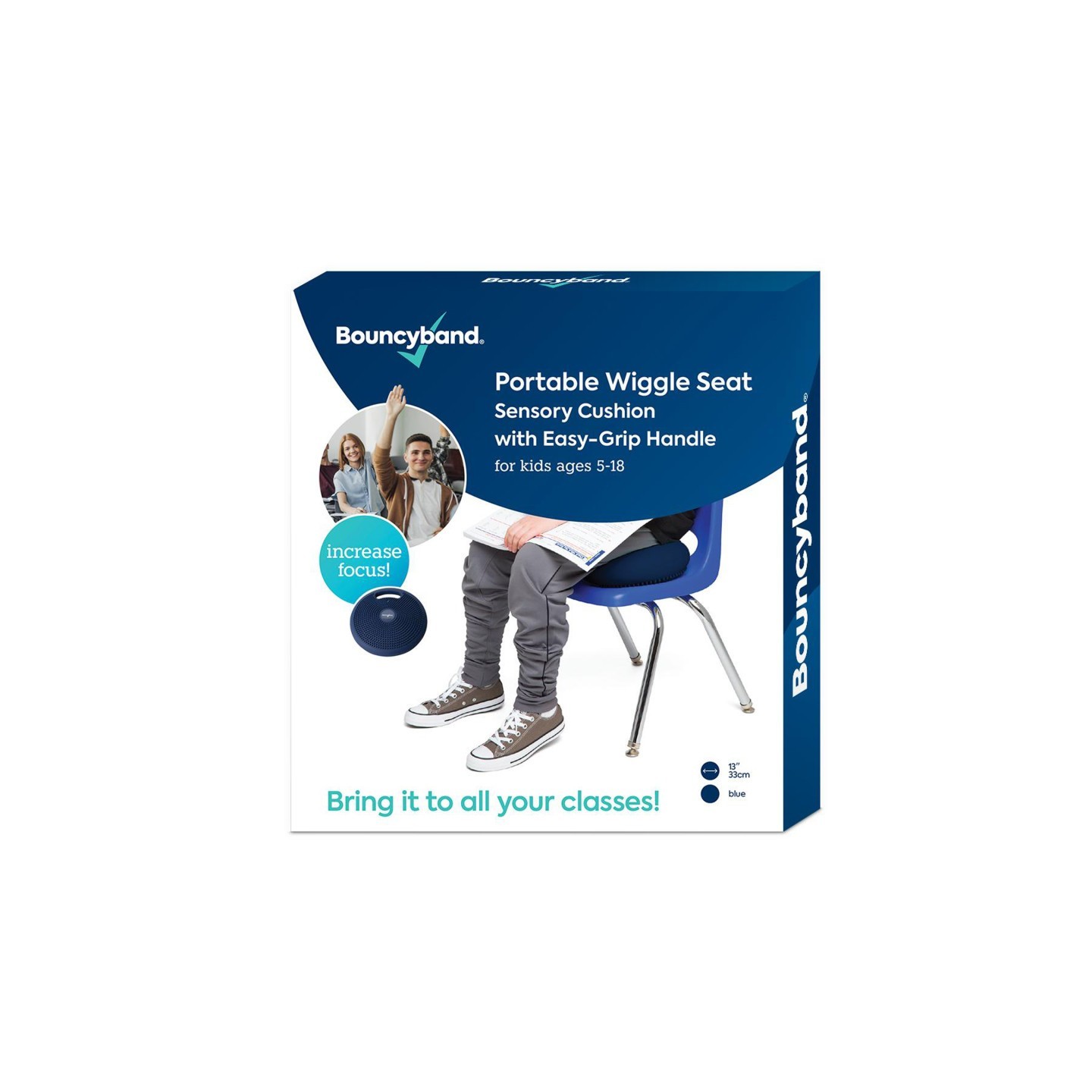 Bouncyband® Portable Wiggle Seat Sensory Cushion, Blue