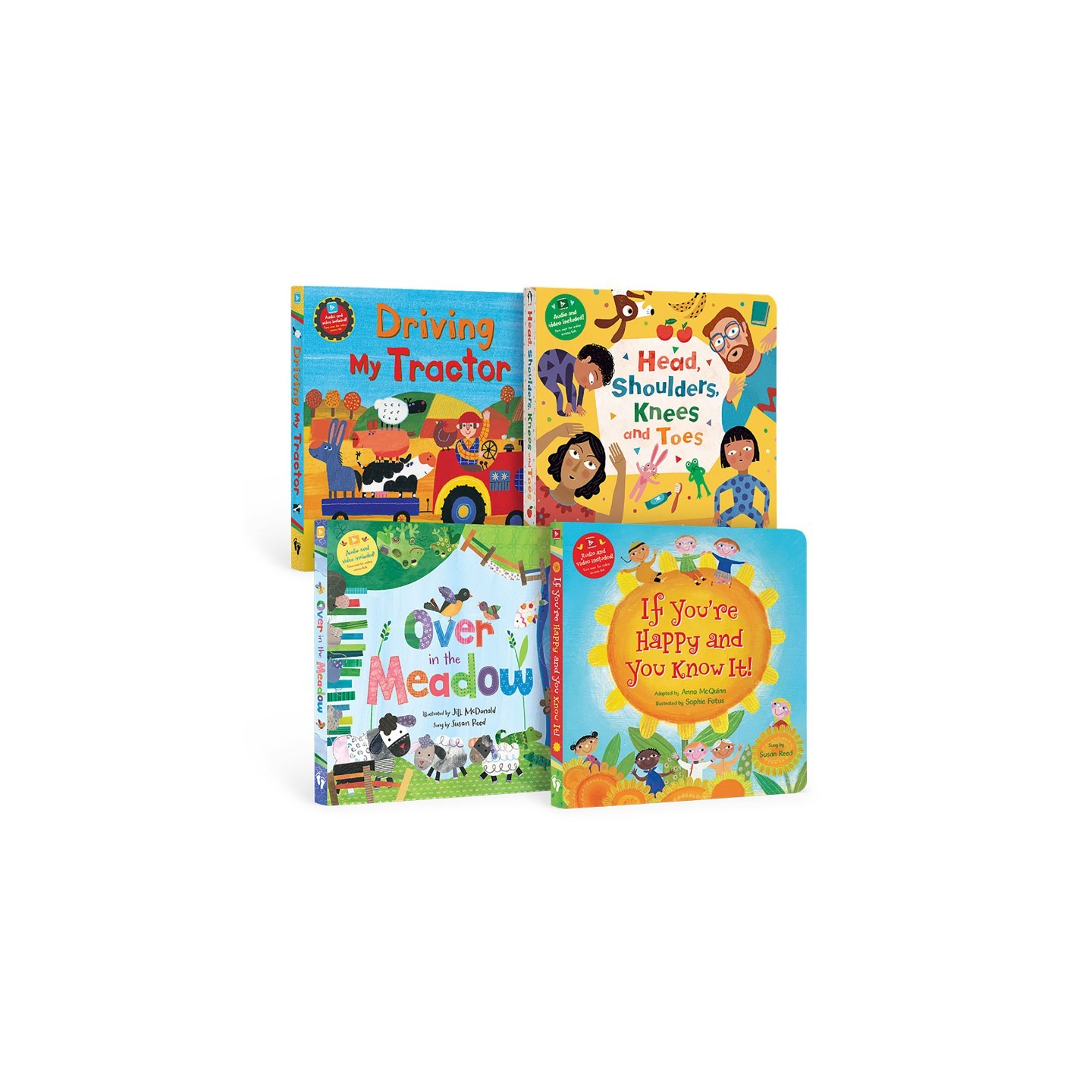 Barefoot Books PreK Singalongs Board Book Bundle (Lap Singalongs), Set of 4