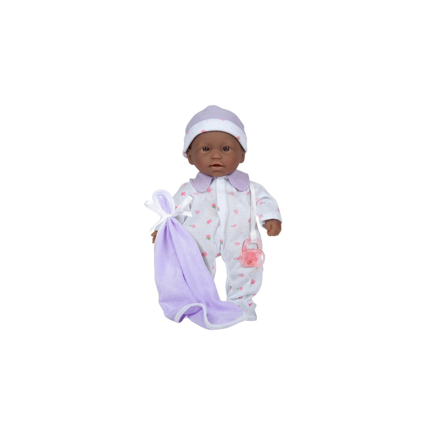 JC Toys La Baby Soft 11" Baby Doll, Purple with Blanket, African-American