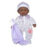 JC Toys La Baby Soft 11" Baby Doll, Purple with Blanket, African-American