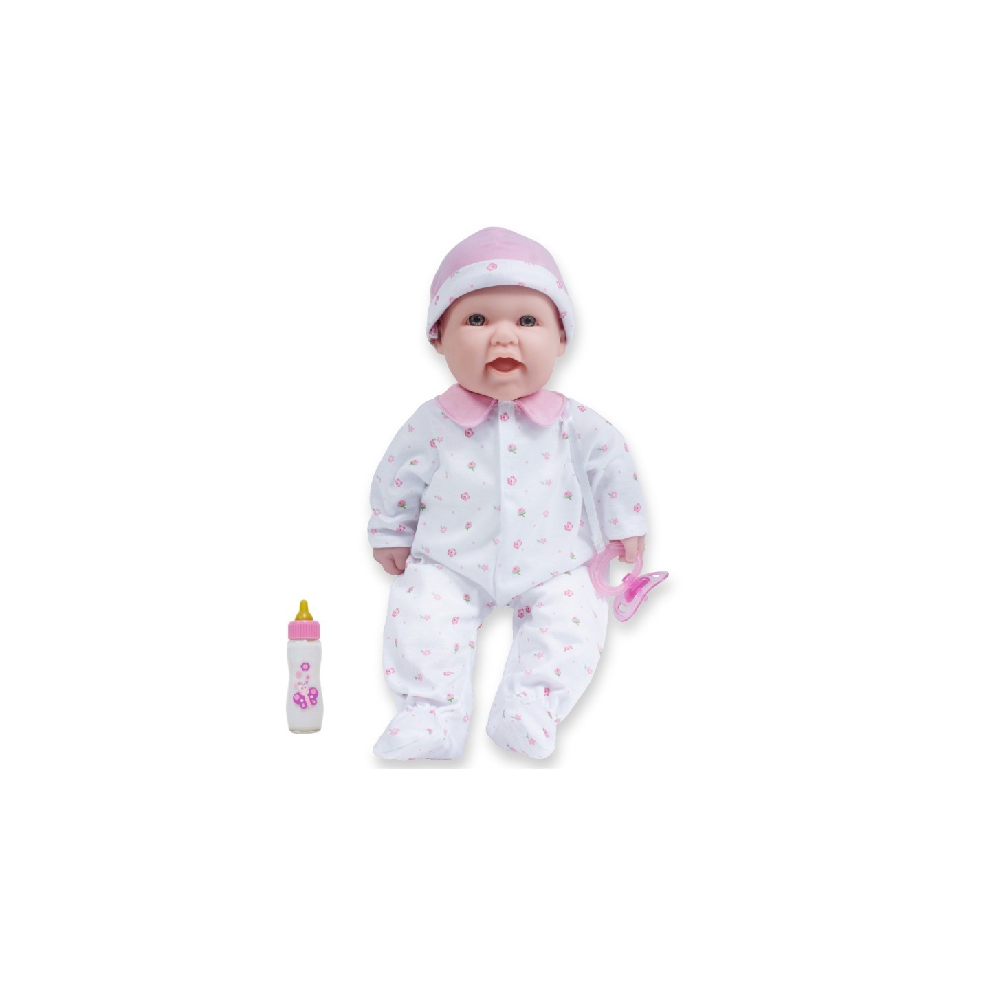 JC Toys La Baby Soft 16" Baby Doll, Pink with Pacifier, Caucasian