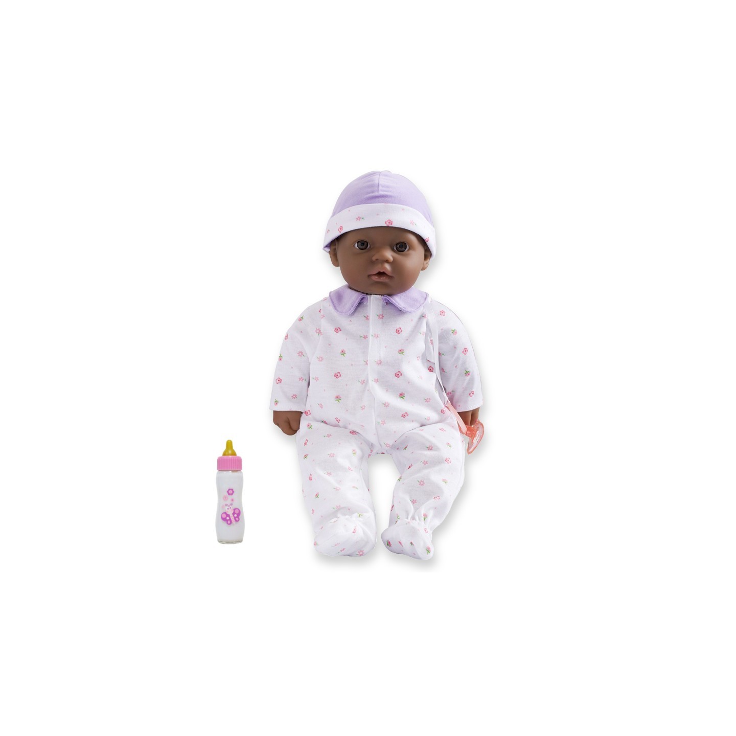 JC Toys La Baby Soft 16" Baby Doll, Purple with Pacifier, African-American
