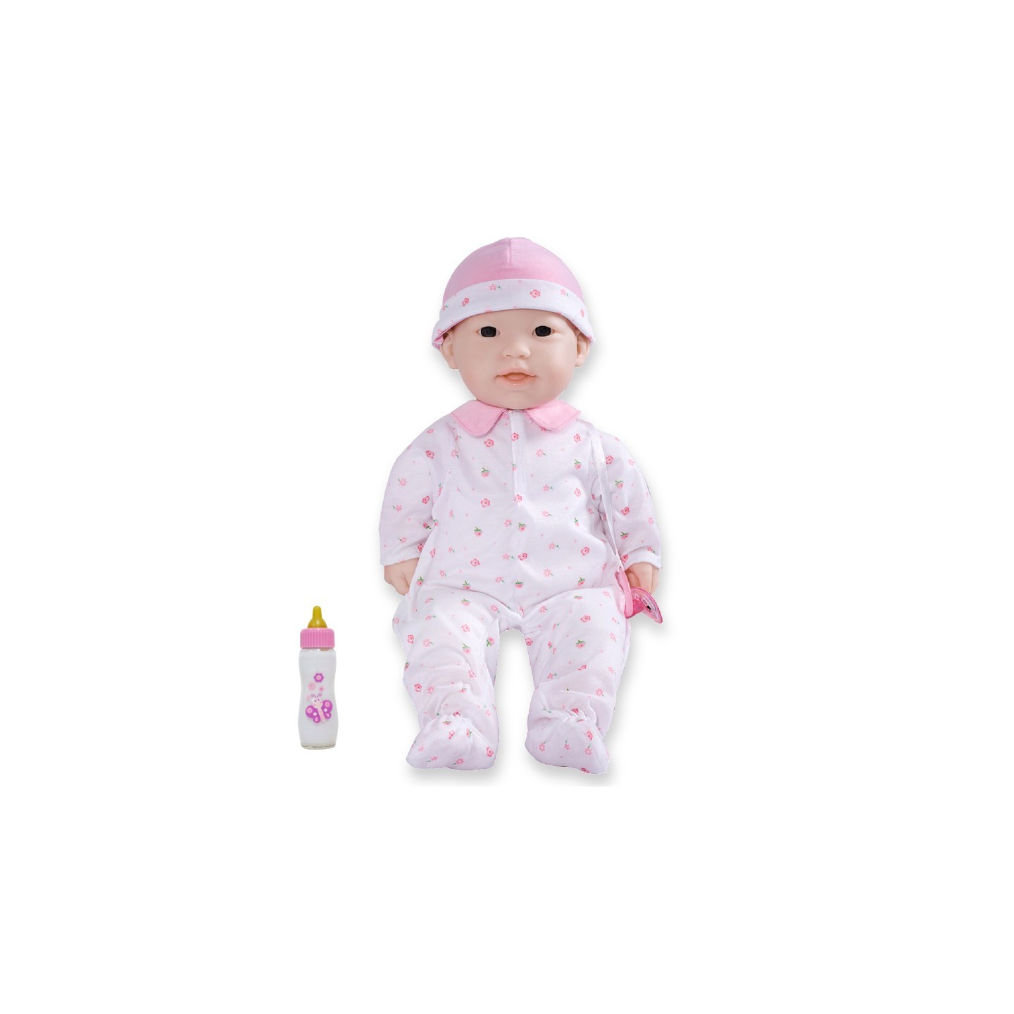 JC Toys La Baby Soft 16" Baby Doll, Pink with Pacifier, Asian