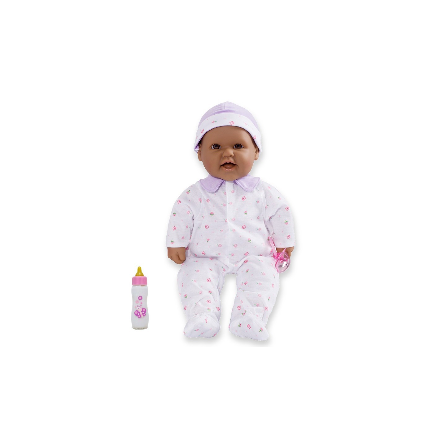 JC Toys La Baby Soft 16" Baby Doll, Purple with Pacifier, Hispanic