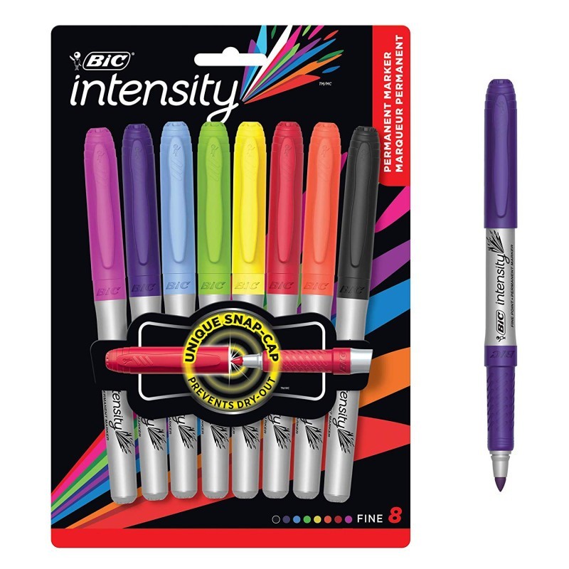 BIC® Marking™ Permanent Marker, Fine Point, Assorted Colors, Pack of 8