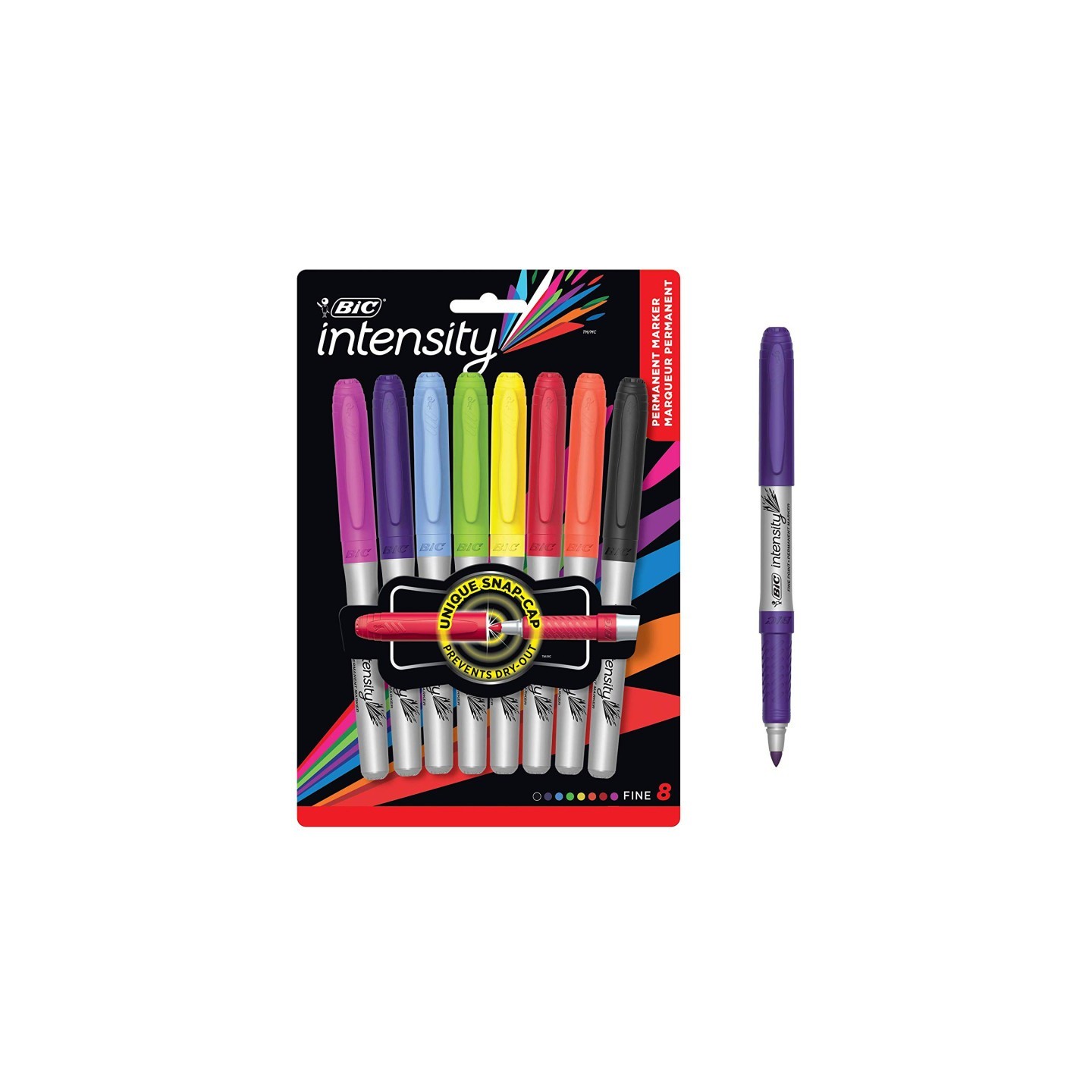 BIC® Marking™ Permanent Marker, Fine Point, Assorted Colors, Pack of 8