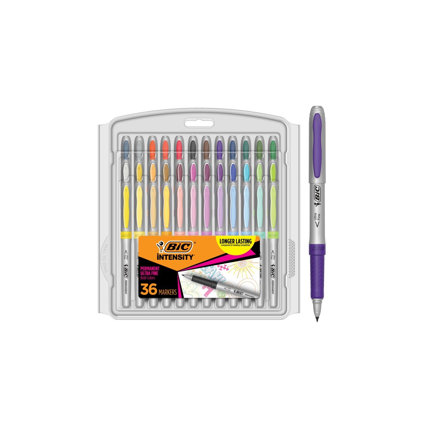 BIC® Marking™ Permanent Marker Fashion Colors, Fine Point, Pack of 36