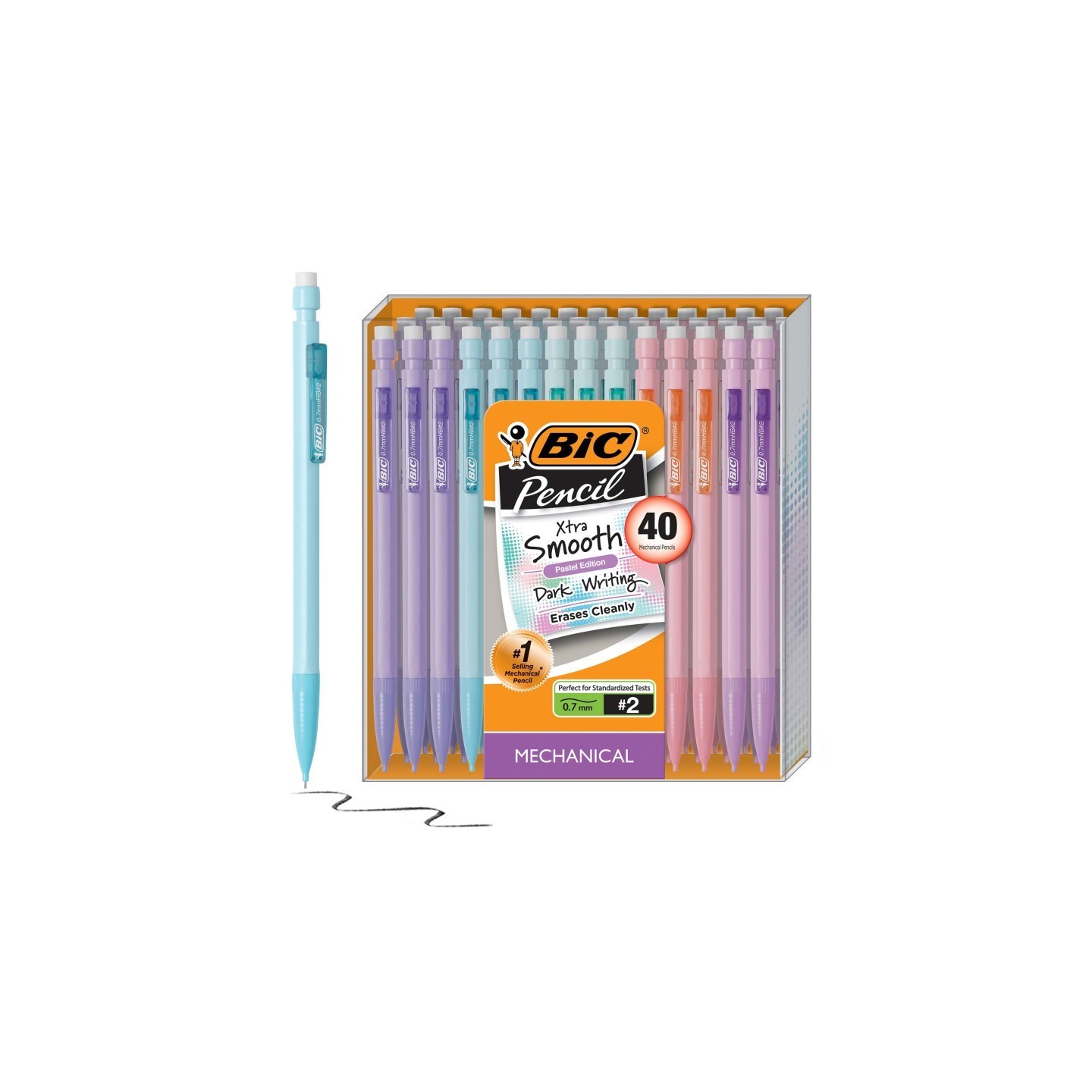 BIC® Mechanical Pencil Xtra Life, Pastel Colors, 40 Count