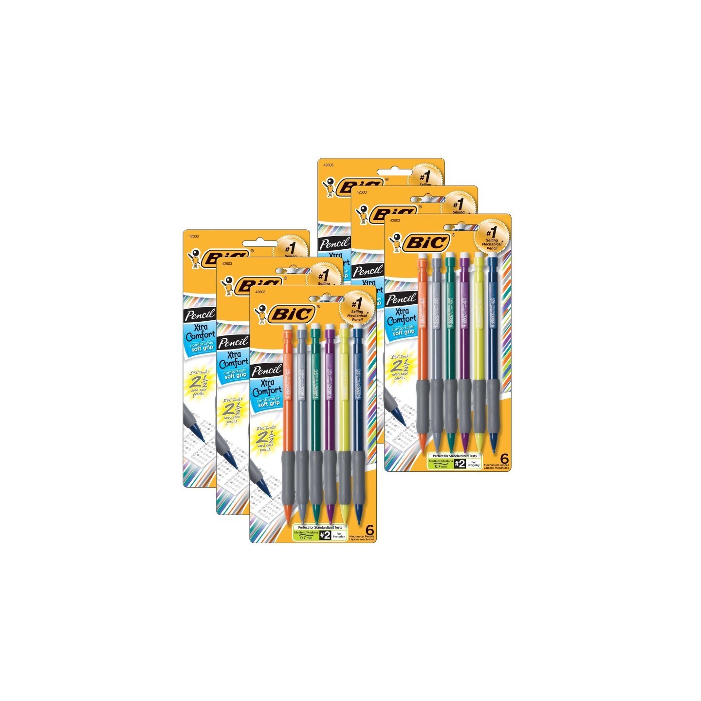 BIC® Matic Grip® Mechanical Pencils, 0.7mm, 5 Per Pack, 6 Packs