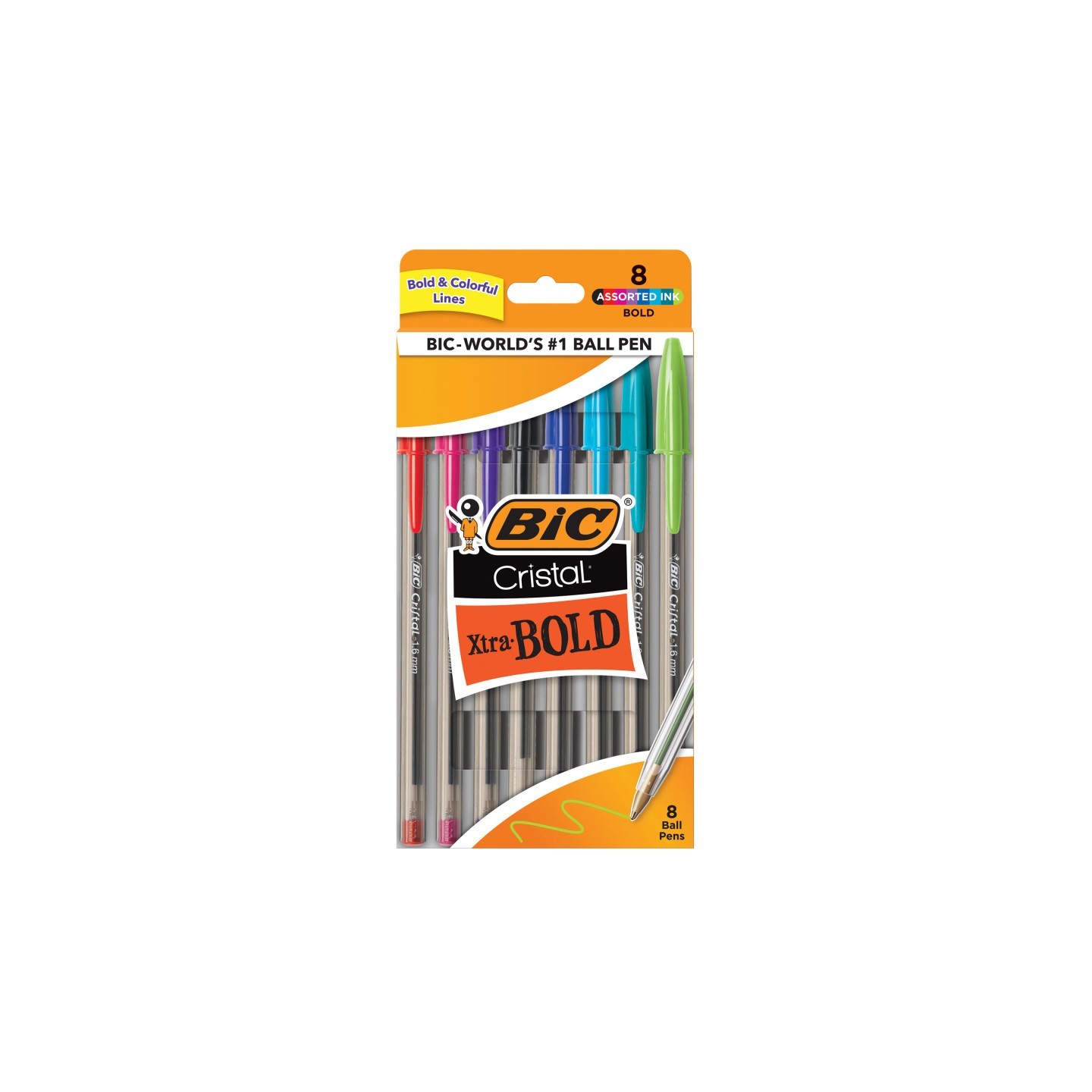 BIC® Cristal Xtra Bold Fashion Bold Point (1.6mm) 8-Pack Pouch