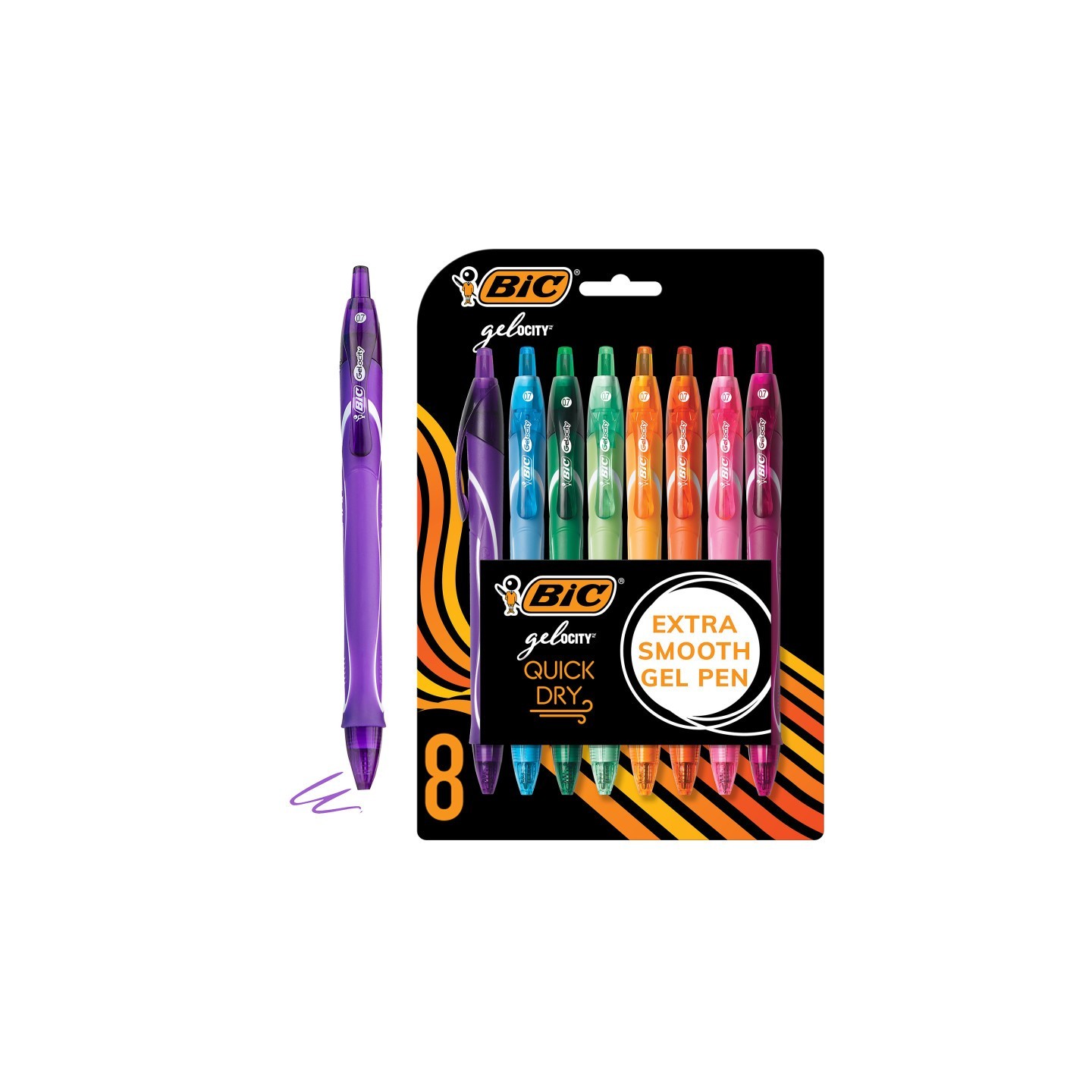 BIC® Gel-ocity® Quick Dry Fashion Medium Point (0.7mm) 8-Pack Blister