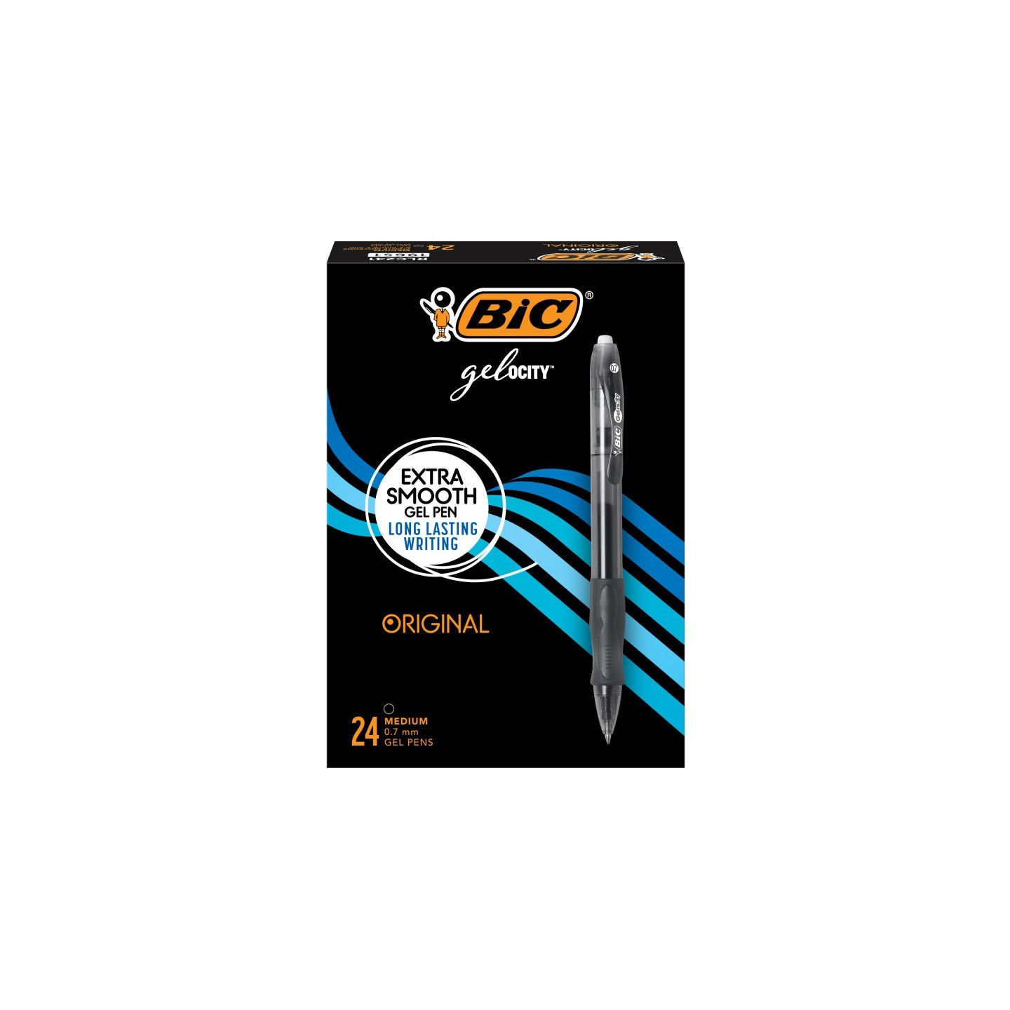 BIC® Gelocity Original Retractable Gel Pens, Medium Point (0.7mm), Black, Perfect for Everyday Writing, 24-Count Pack