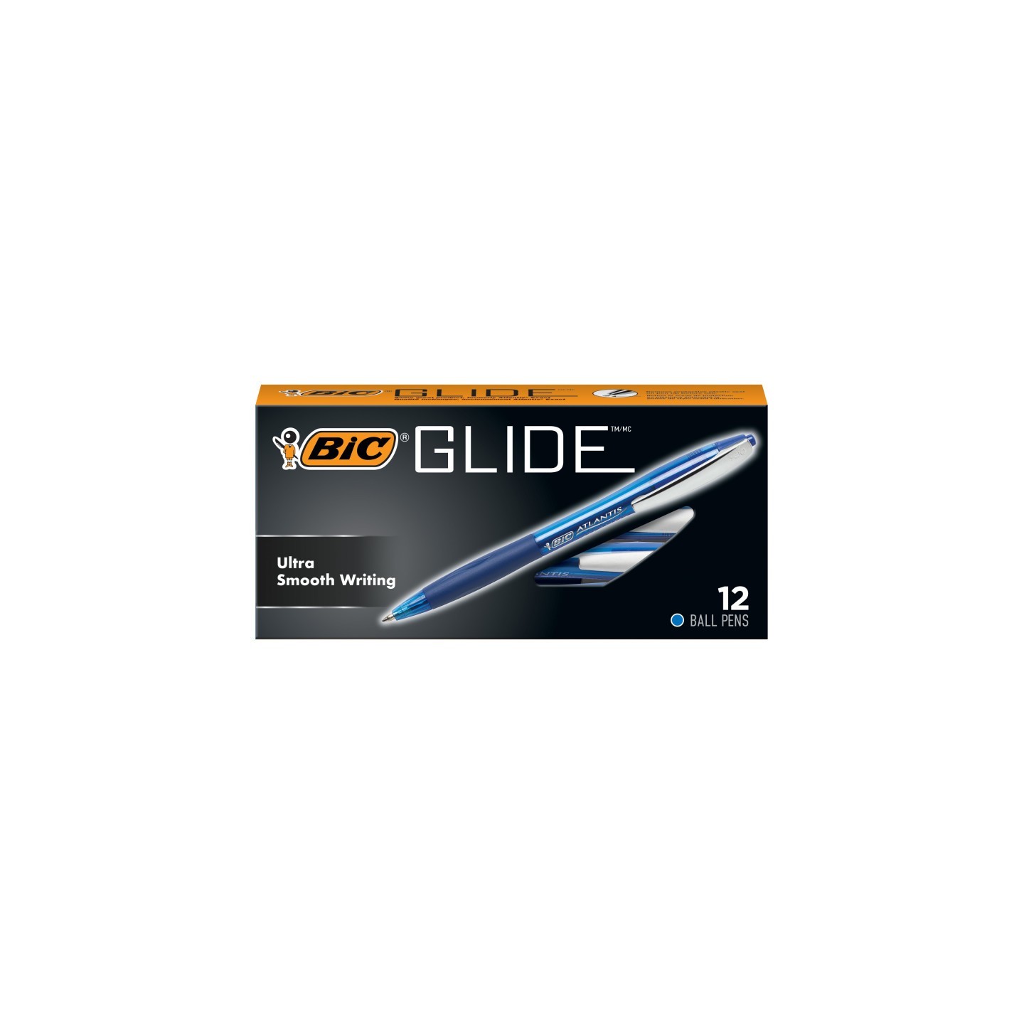BIC® Glide™ Retractable Ball Pen, Medium Point (1.0 mm), Blue, 12-Count