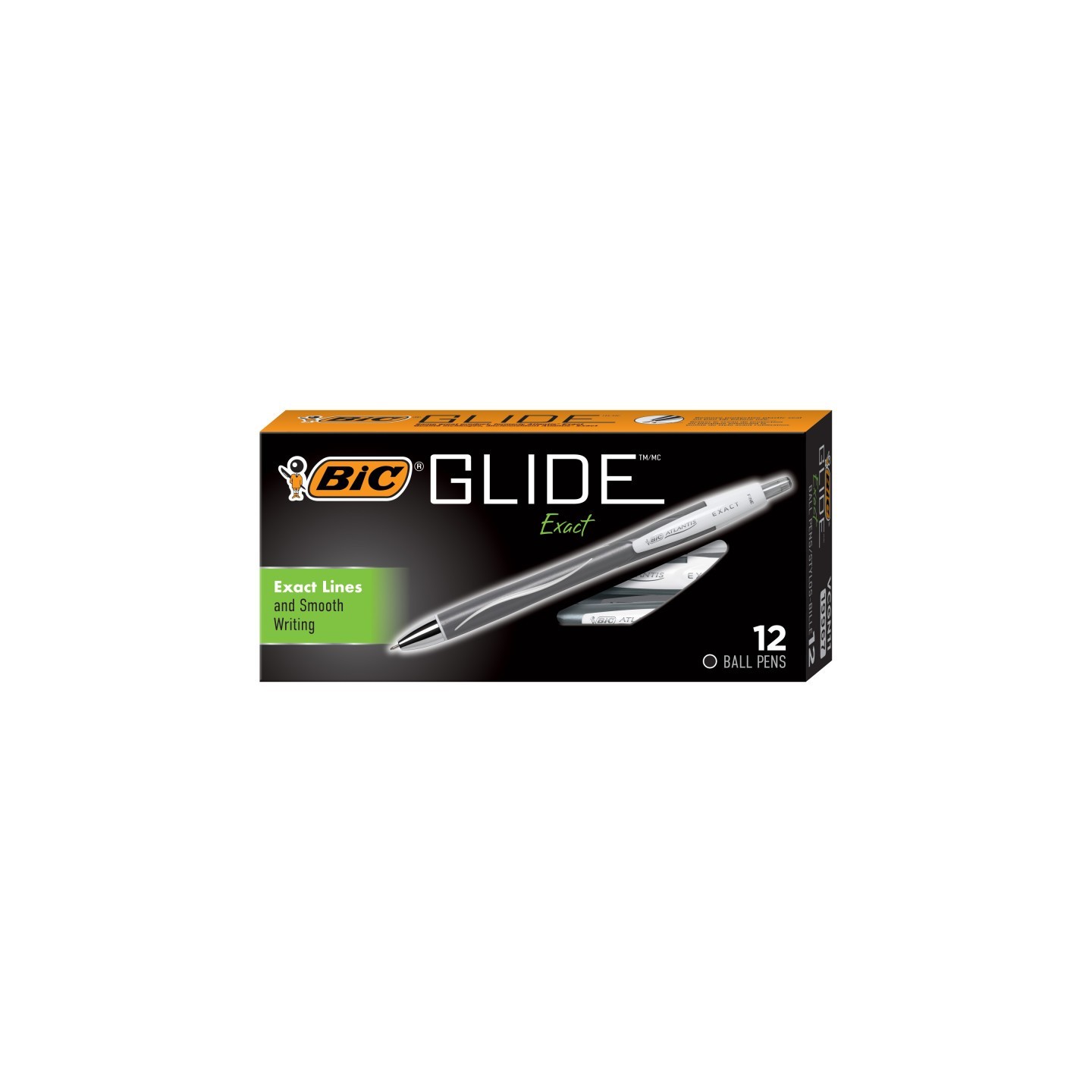 BIC® Glide™ Exact Retractable Ball Point Pen, Fine Point (0.7 mm), Black, 12-Count