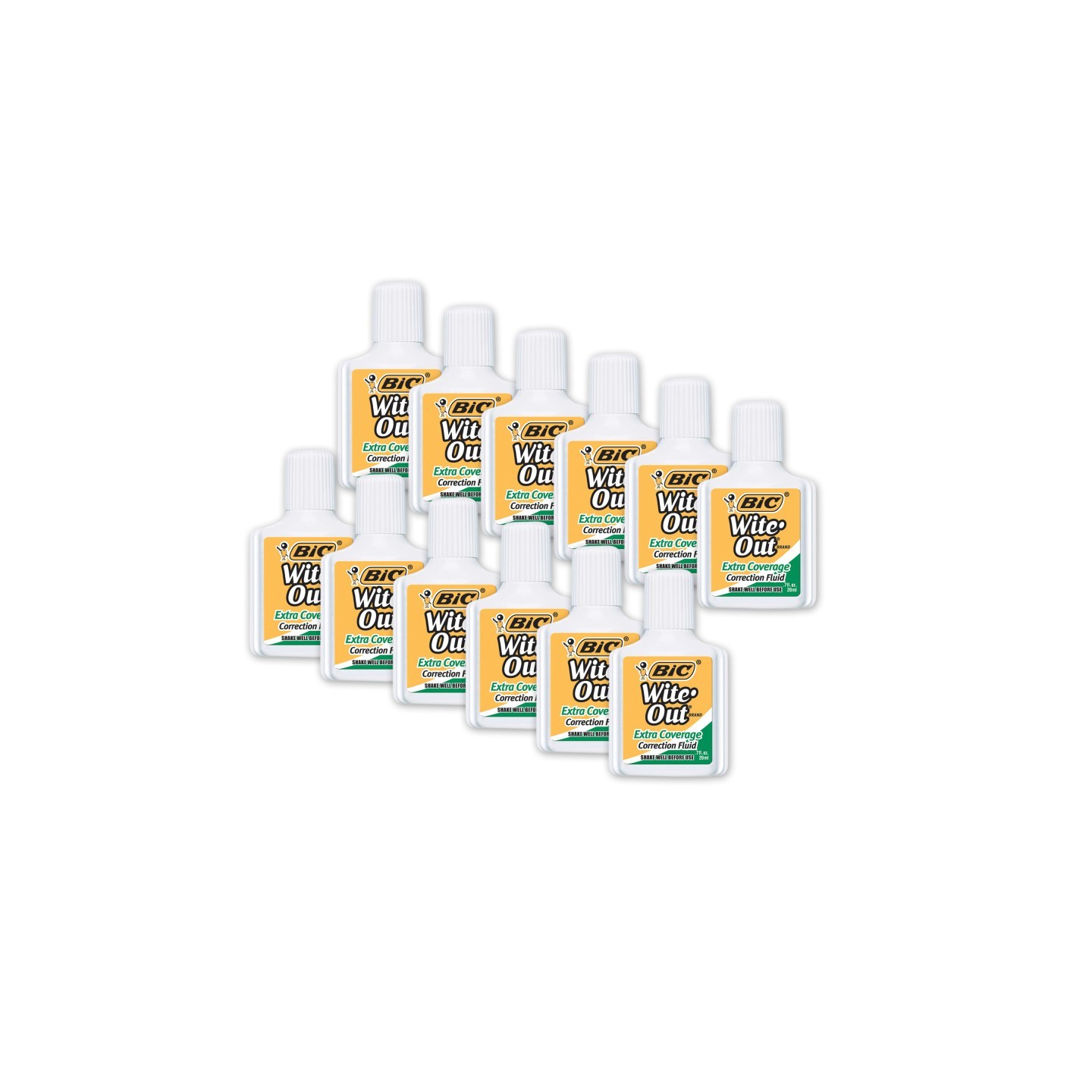 BIC® Wite Out® Correction Fluid, Extra Coverage, Pack of 12