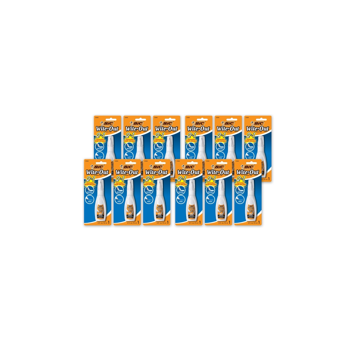 BIC® Wite Out® 2 in 1 Correction Fluid, Pack of 6