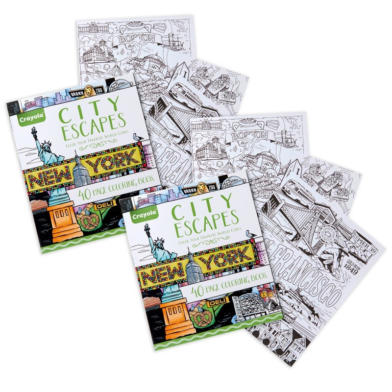 Crayola® City Escapes Adult Coloring Book, City Coloring Pages, 40 Pages, Pack of 2