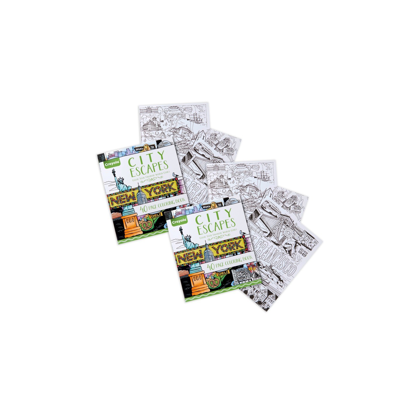 Crayola® City Escapes Adult Coloring Book, City Coloring Pages, 40 Pages, Pack of 2