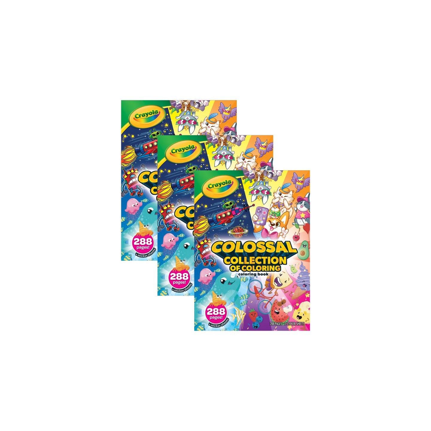 Crayola® Colossal Collection of Coloring, 288 Coloring Book Pages with 2 Sticker Sheets, Pack of 3