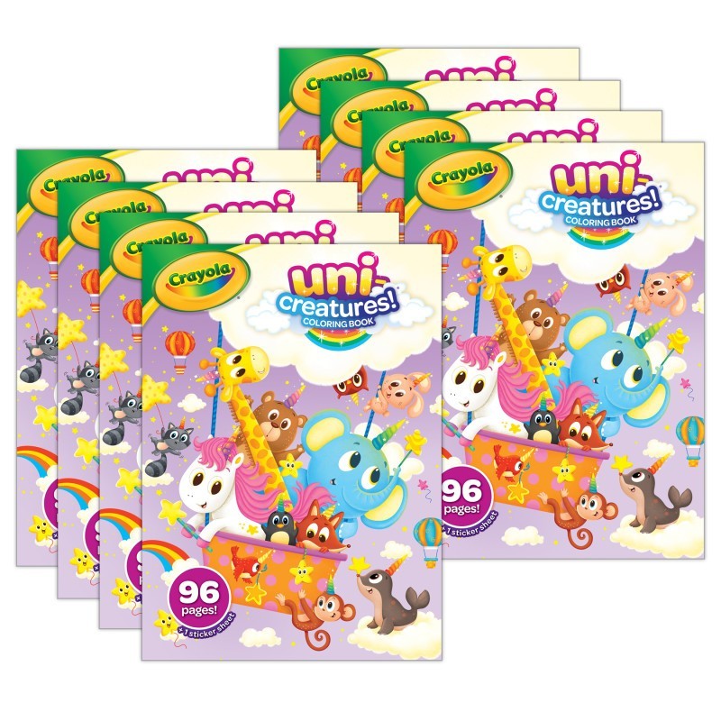 Crayola® Coloring Book, Uni-Creatures, 96 Pages, Pack of 8