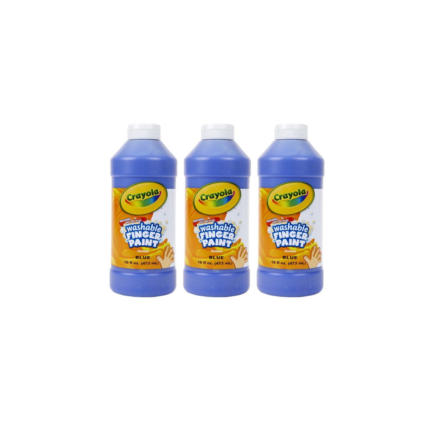 Crayola® Washable Finger Paint, Blue, 16 oz, Pack of 3