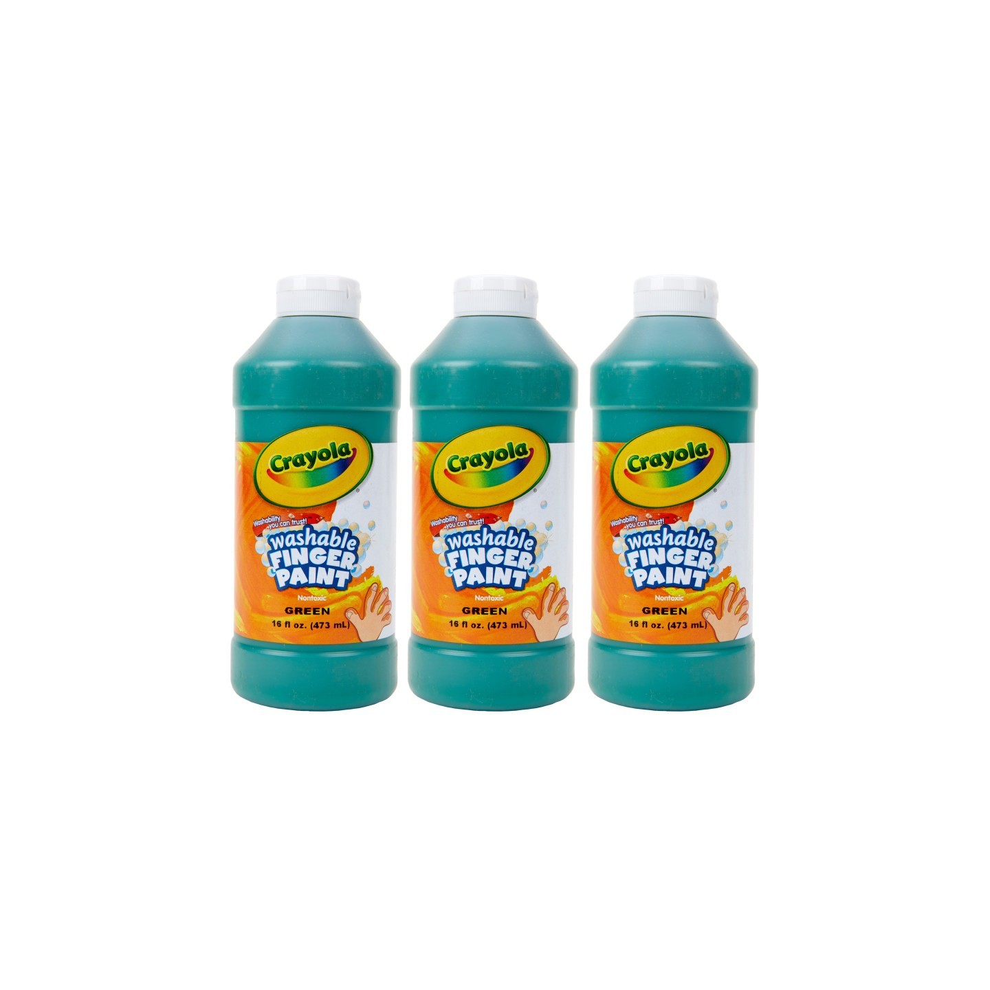Crayola® Washable Finger Paint, Green, 16 oz, Pack of 3