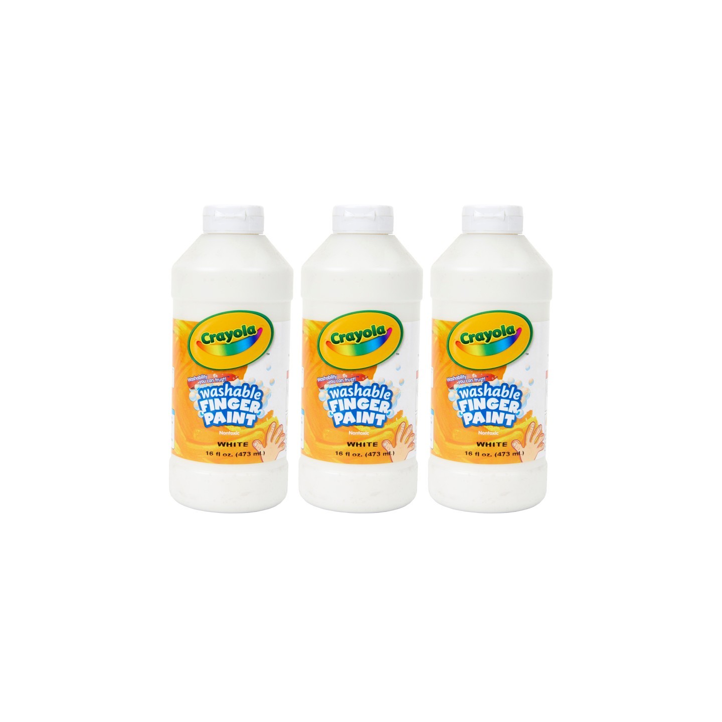 Crayola® Washable Finger Paint, White, 16 oz, Pack of 3