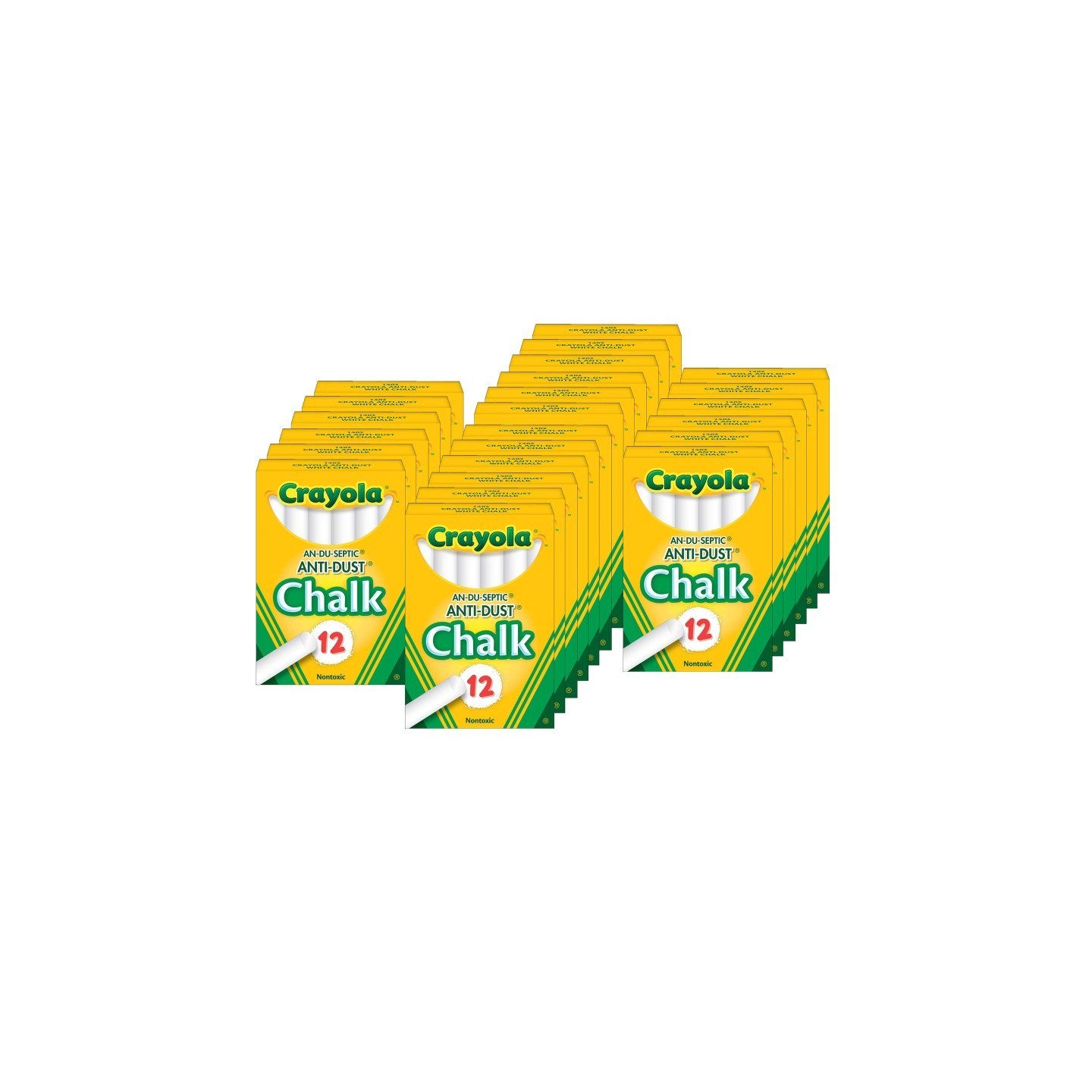 Crayola® Anti-Dust® Chalkboard Chalk, White, 12 Sticks Per Box, 24 Boxes