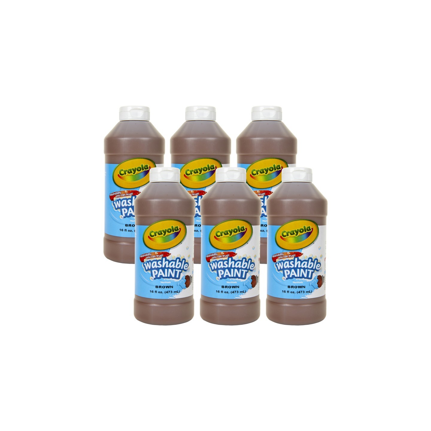 Crayola® Washable Paint, Brown, 16 oz. Bottles, Pack of 6