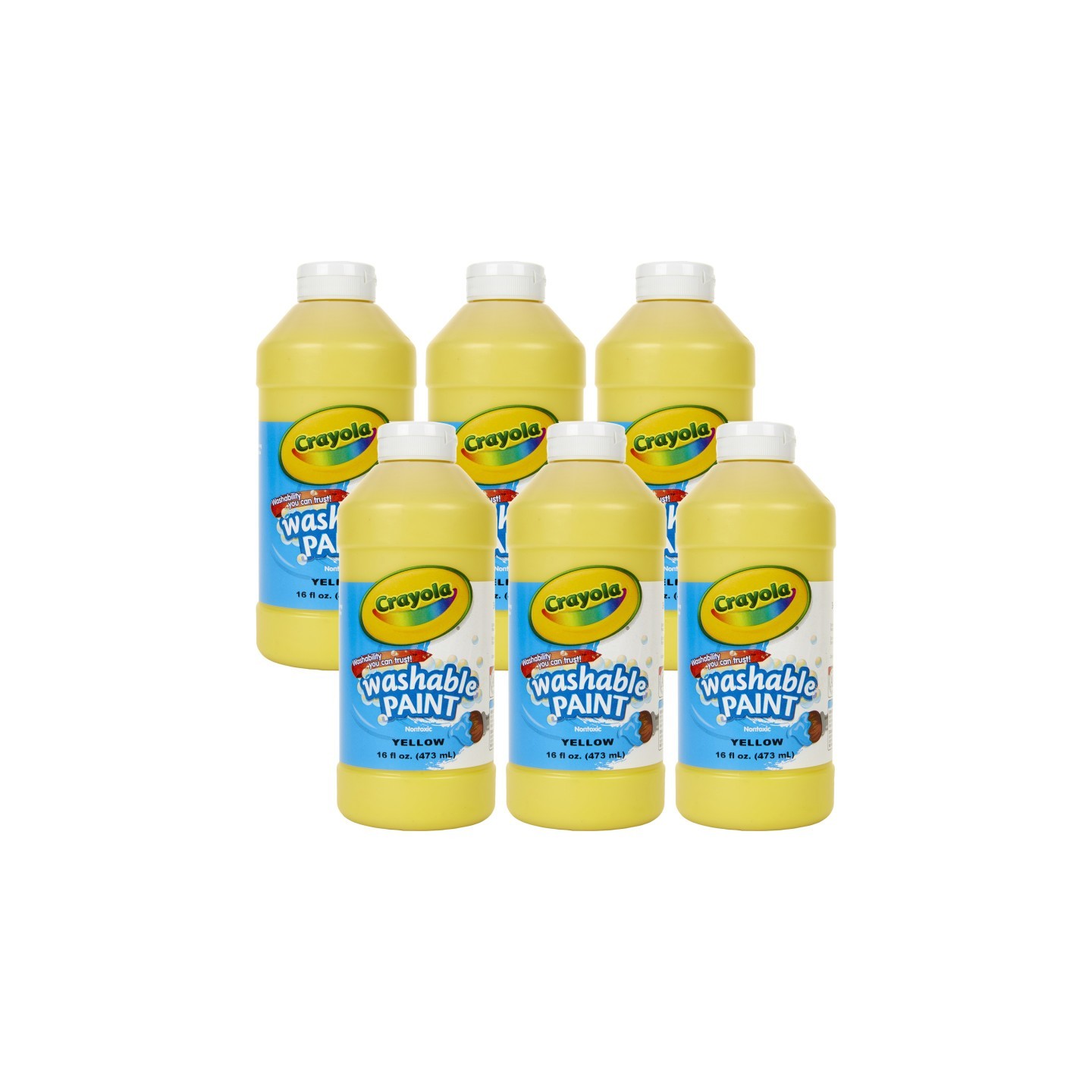 Crayola® Washable Paint, Yellow, 16 oz. Bottles, Pack of 6