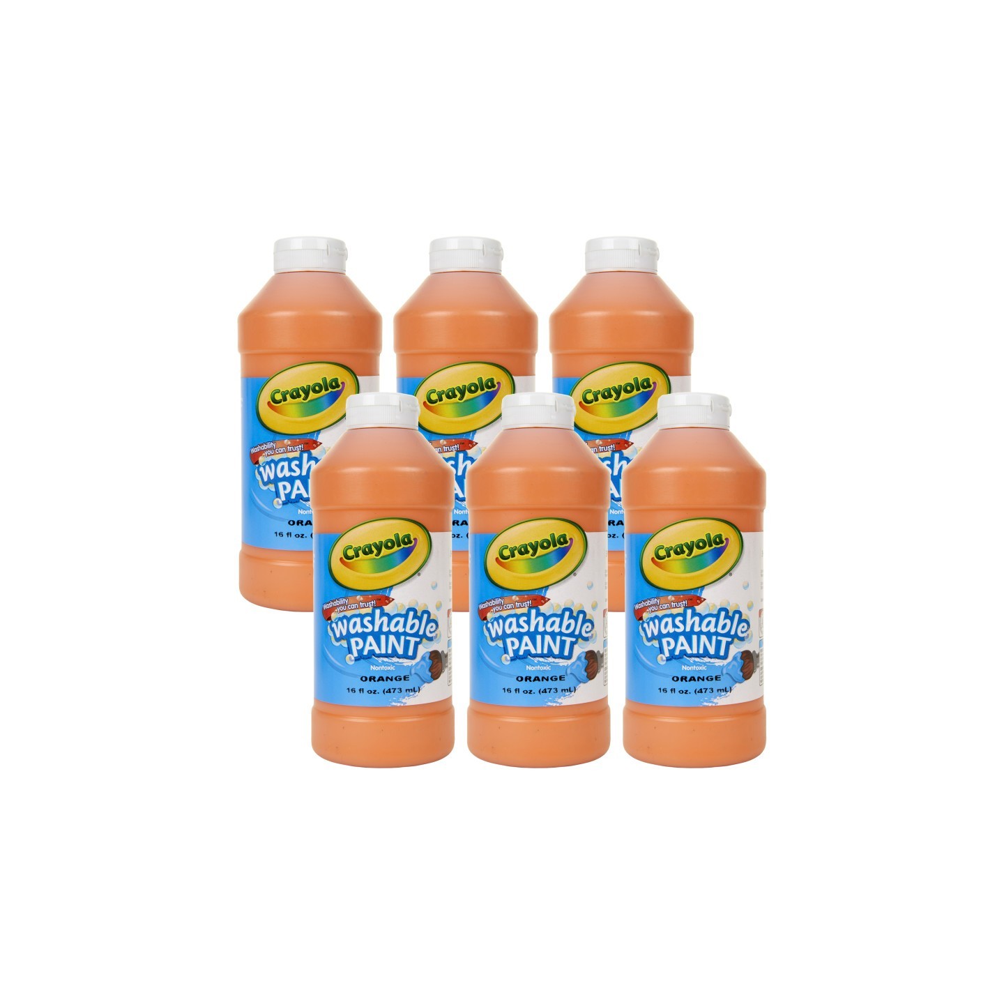 Crayola® Washable Paint, Orange, 16 oz. Bottles, Pack of 6