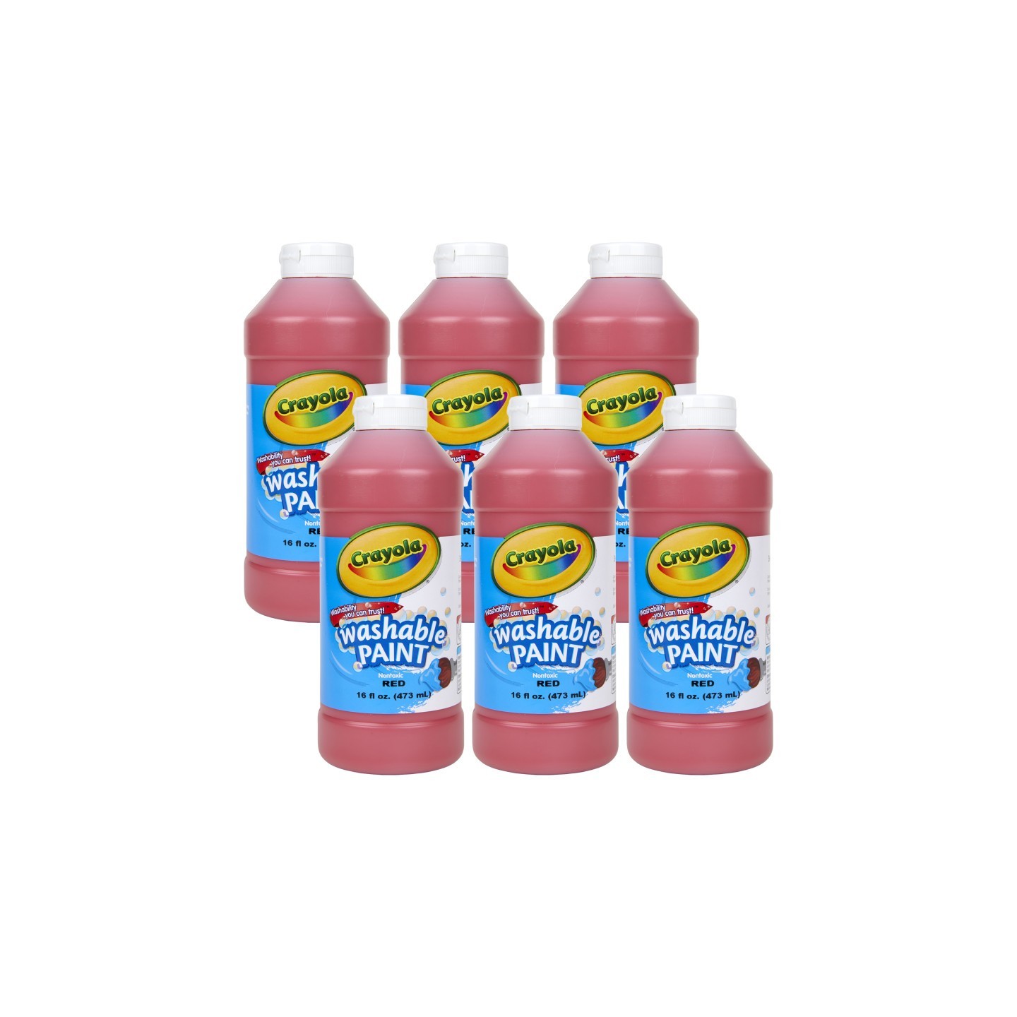 Crayola® Washable Paint, Red, 16 oz. Bottles, Pack of 6