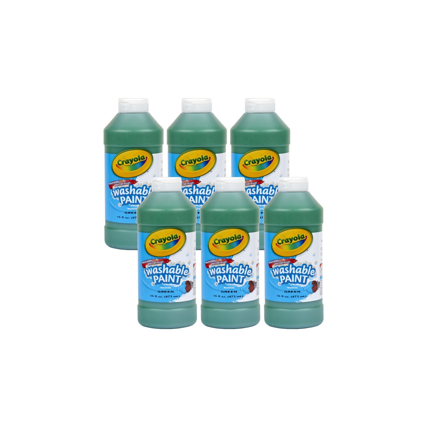 Crayola® Washable Paint, Green, 16 oz. Bottles, Pack of 6