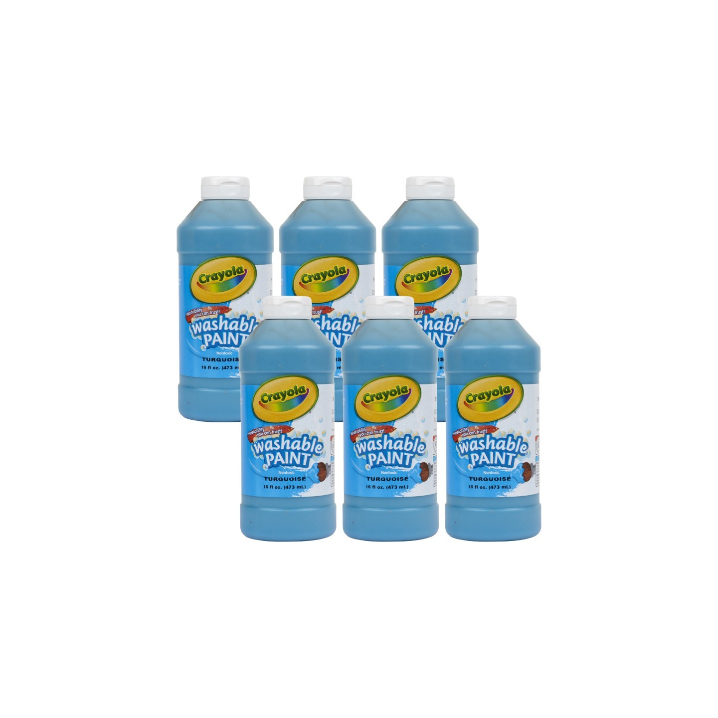 Crayola® Washable Paint, Turquoise, 16 oz., Pack of 6
