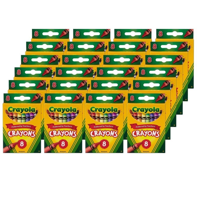 Crayola® Crayons, Regular Size, 8 Colors Per Box, 24 Boxes
