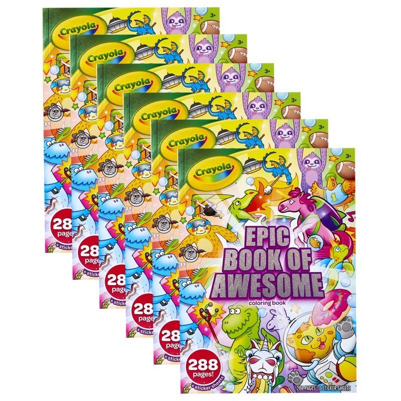 Crayola® Epic Book of Awesome 288-Page Coloring Book, Pack of 6