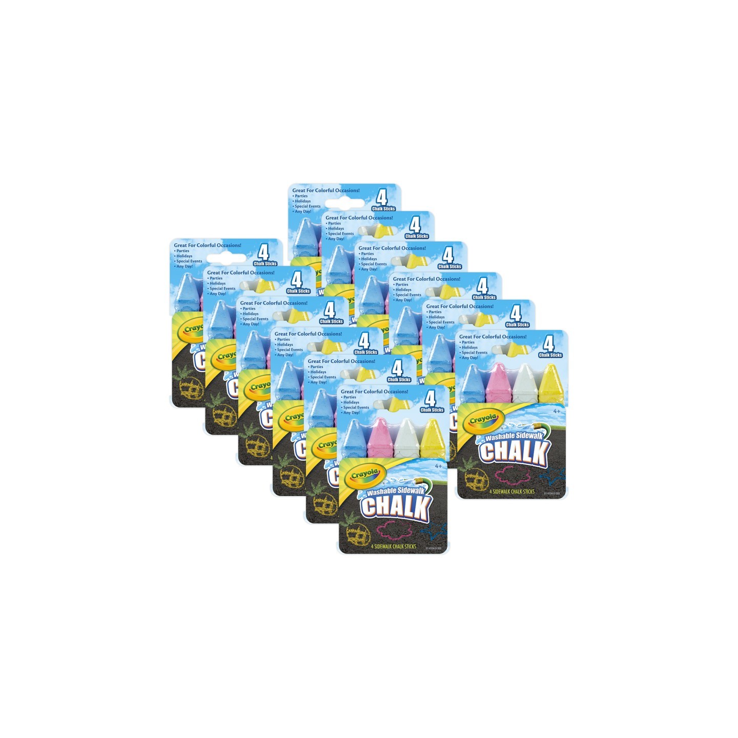 Crayola® Sidewalk Chalk, 4 Per Pack, 12 Packs