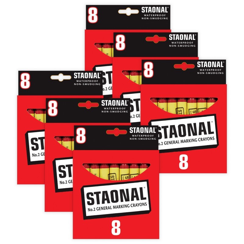 Crayola® Staonal® Marking Crayons, Red, 8 Per Pack, 6 Packs