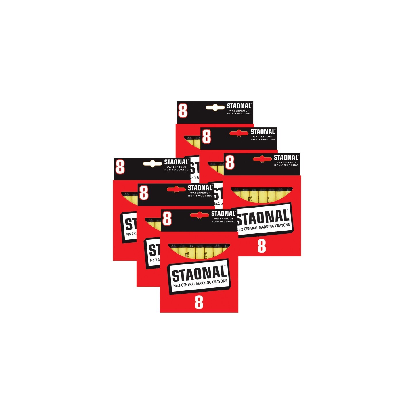Crayola® Staonal® Marking Crayons, Black, 8 Per Pack, 6 Packs