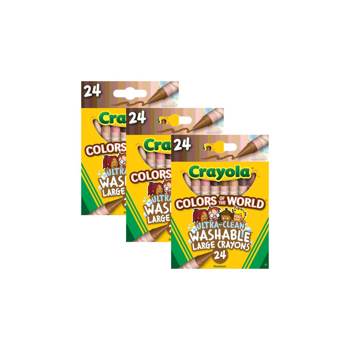 Crayola® Large Crayons, Colors of the World, 24 Per Box, 3 Boxes