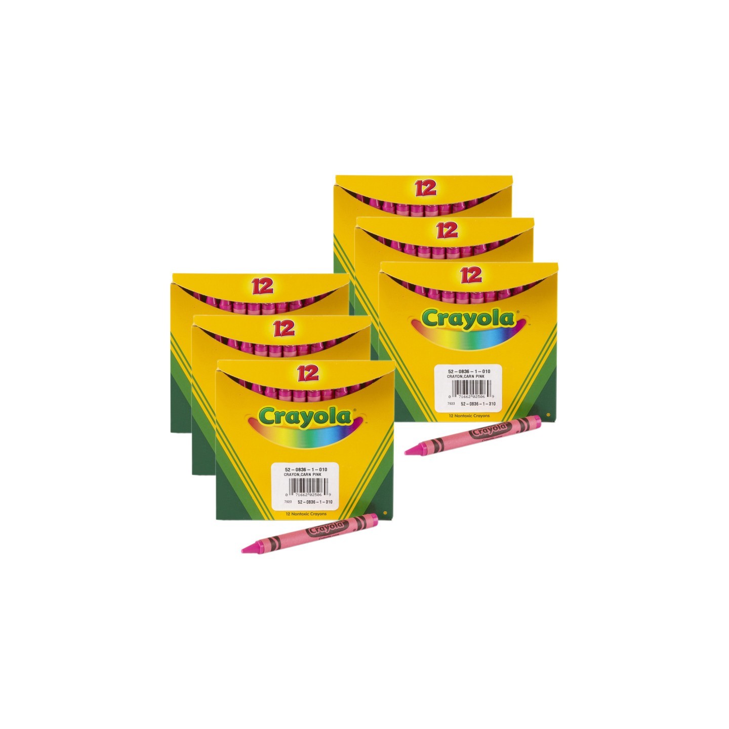 Crayola® Single Color Bulk Crayons, Regular Size, Carnation Pink, 12 Per Pack, 6 Packs