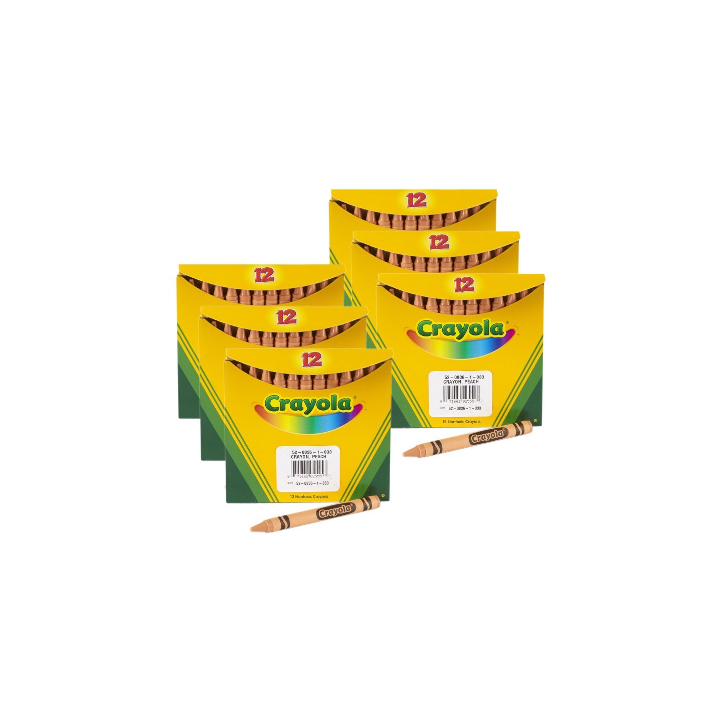 Crayola® Single Color Bulk Crayons, Regular Size, Peach, 12 Per Pack, 6 Packs