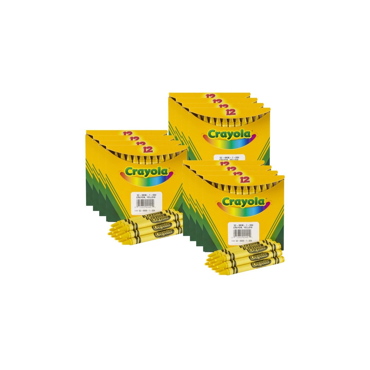 Crayola® Single Color Bulk Crayons, Regular Size, Yellow, 12 Per Pack, 12 Packs