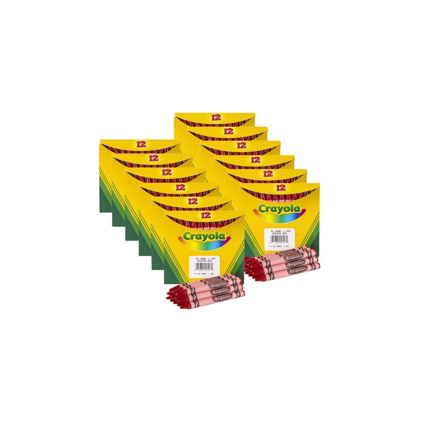 Crayola® Single Color Bulk Crayons, Regular Size, Red, 12 Per Pack, 12 Packs