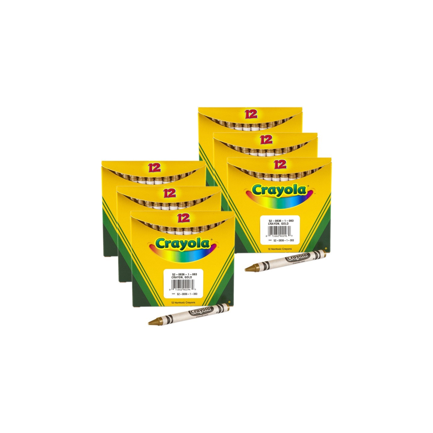 Crayola® Single Color Bulk Crayons, Regular Size, Gold, 12 Per Pack, 6 Packs