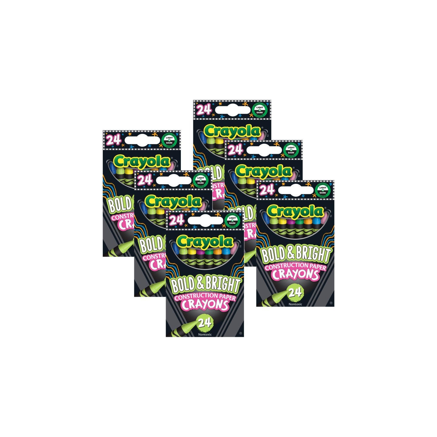Crayola® Bold & Bright Construction Paper Crayons, 24 Per Pack, 6 Packs