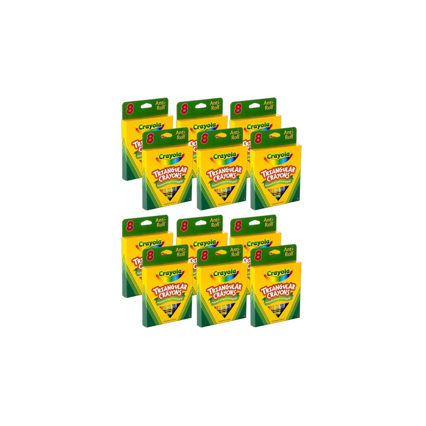 Crayola® Triangular Anti-Roll Crayons, 8 Per Box, 12 Boxes