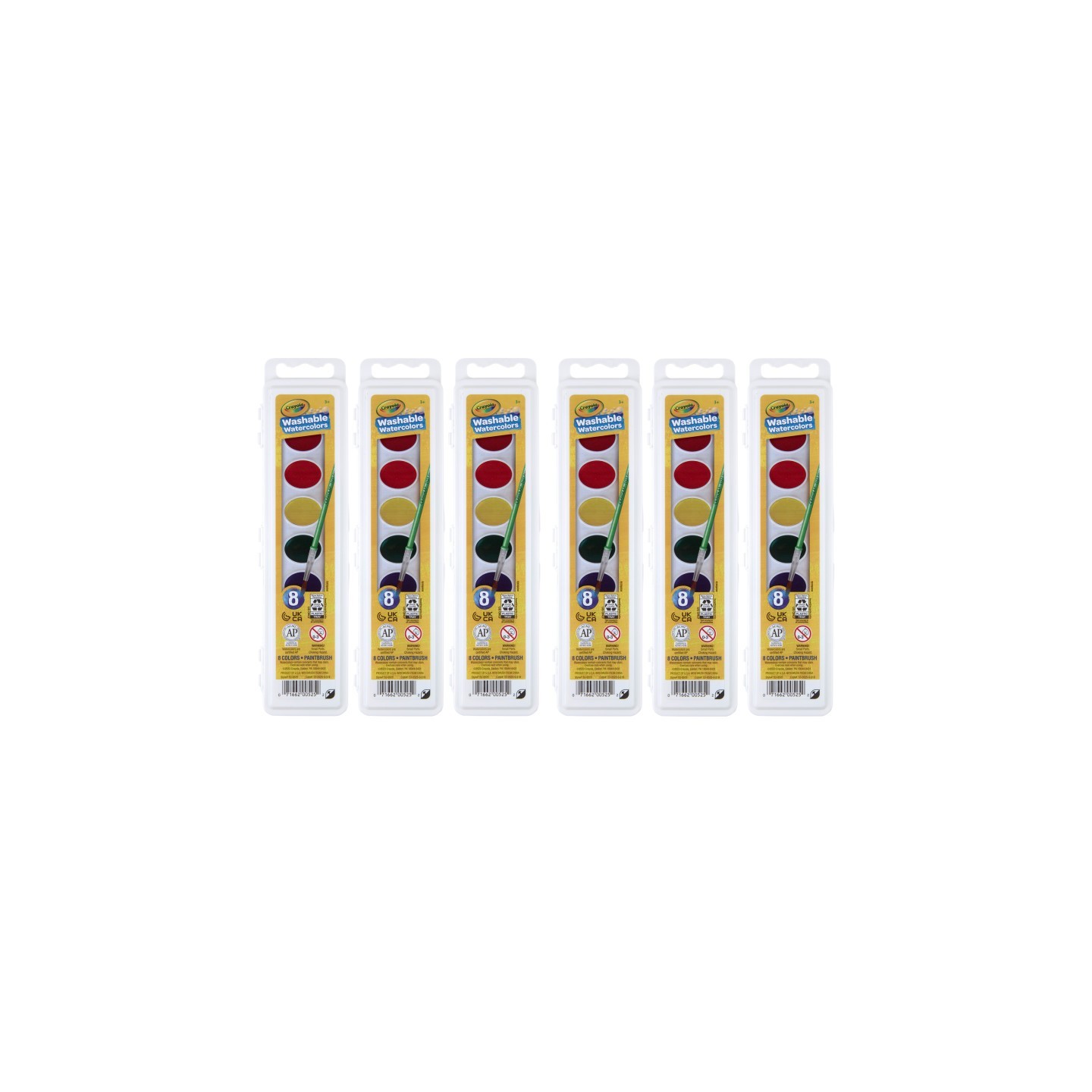 Crayola® Semi-Moist Washable Watercolor Set, 8 Colors Per Set, 6 Sets