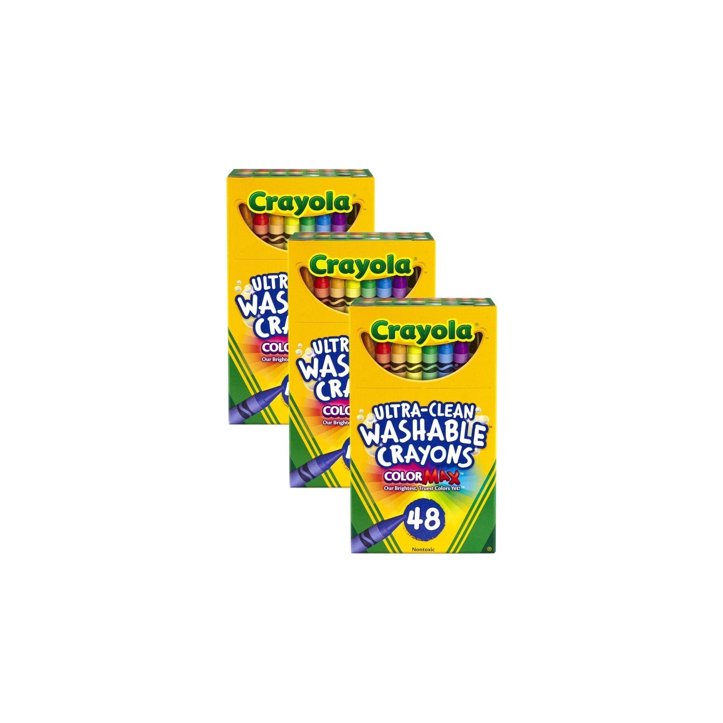 Crayola® Ultra-Clean Washable Crayons, Regular Size, 48 Per Pack, 3 Packs
